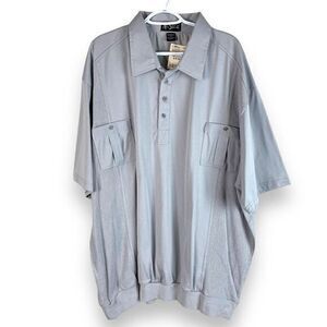 NEW Vintage 1970s Alan Stuart Polo Shirt Mens 4XB Gray Short Sleeve Banded Waist
